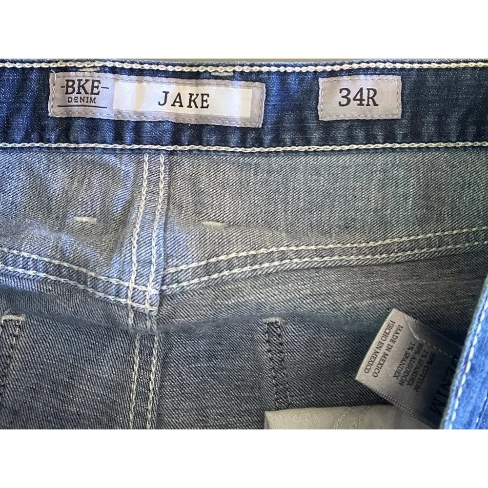 BKE Buckle Jake Straight Leg Stretch Jean Mens 34x29 Dark Wash Western Inky Wash